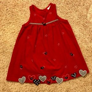 Red, corduroy dress